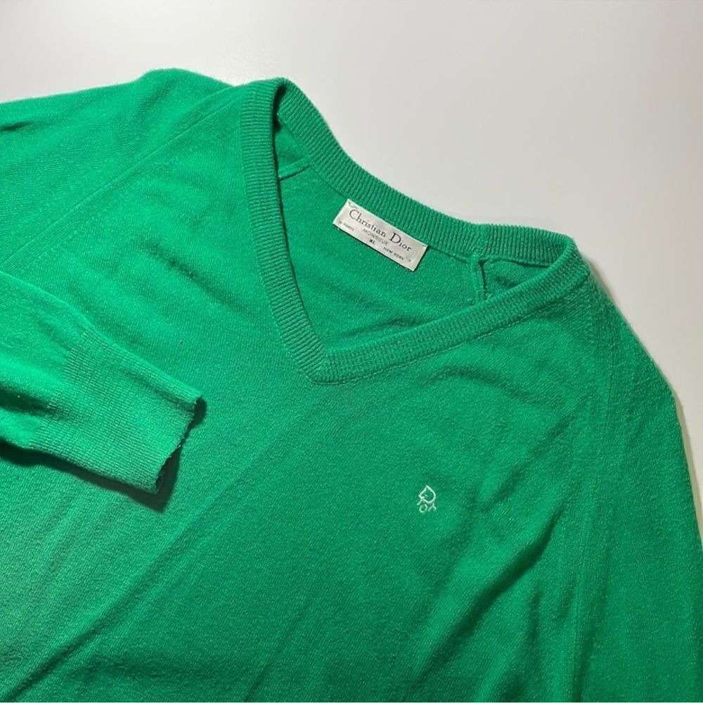Christian Dior 100% acrylic logo v-neck pullover sweater‎ EUC C29